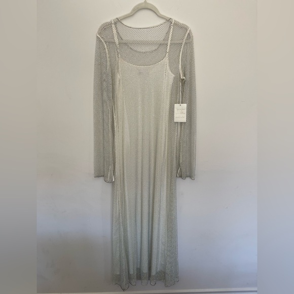 NWT Show Me Your Mumu Iconic Maxi Dress size Large with slip rhinestone white - Picture 7 of 12